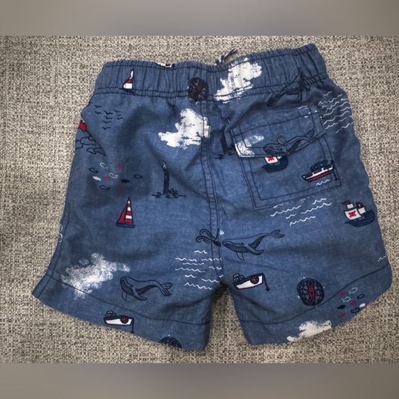 Mud Pie Little Baby Boy Swim Trunks Blue Sailboats Elastic Waist Sz Sm 2T-3T - Picture 3 of 7